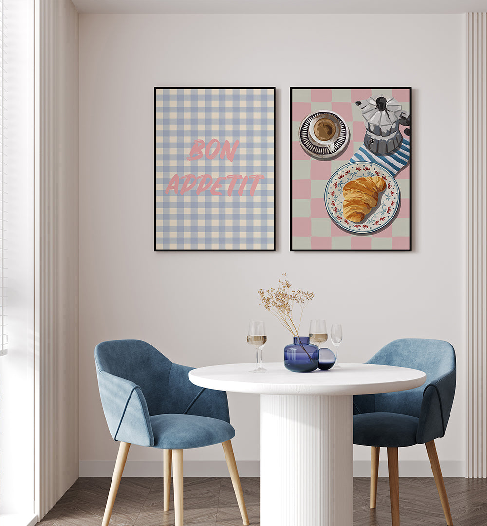 CROISSANT & COFFEE , SET OF 2 PAINTINGS