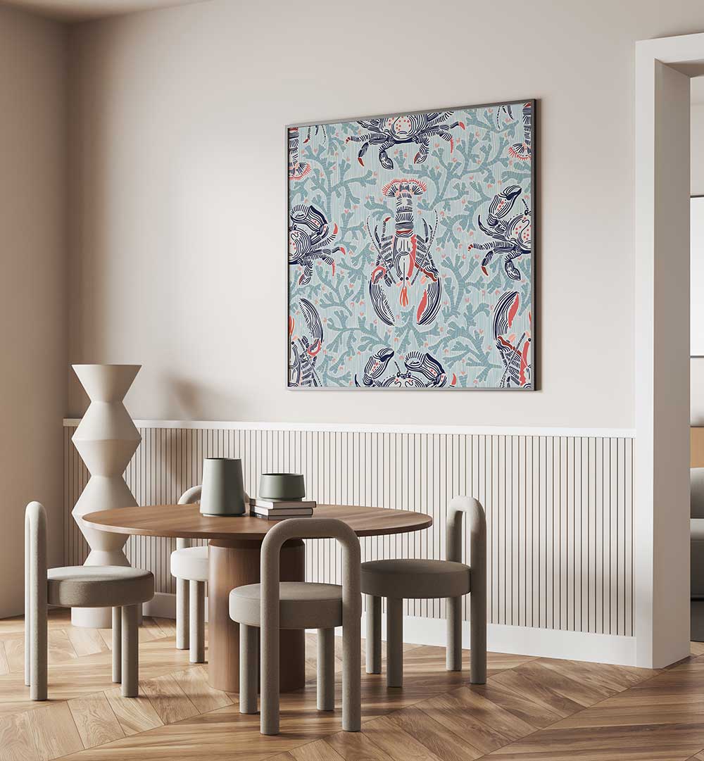 Enhance your coastal decor with LOBSTER AND CRAB COASTAL II, BEACH PAINTINGS, showcasing vibrant sea life details.