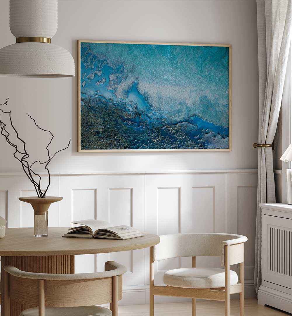 Elegant SOFT CYAN WATERS, ABSTRACT PAINTINGS enhance your space with tranquility and artistic flair.