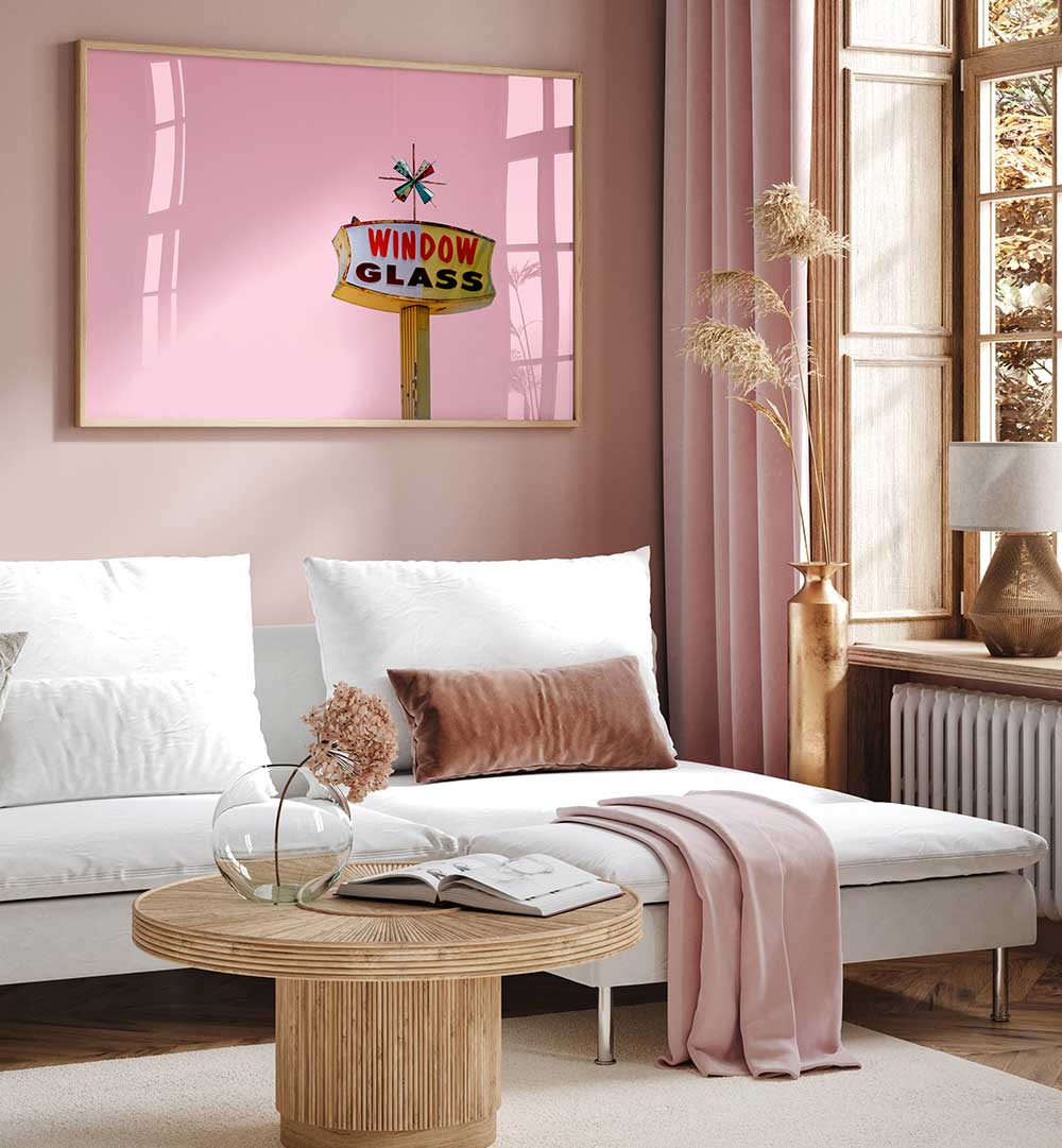 ATOMIC PINK STARBURST VINTAGE SIGN , ALTERED ART PRINTS