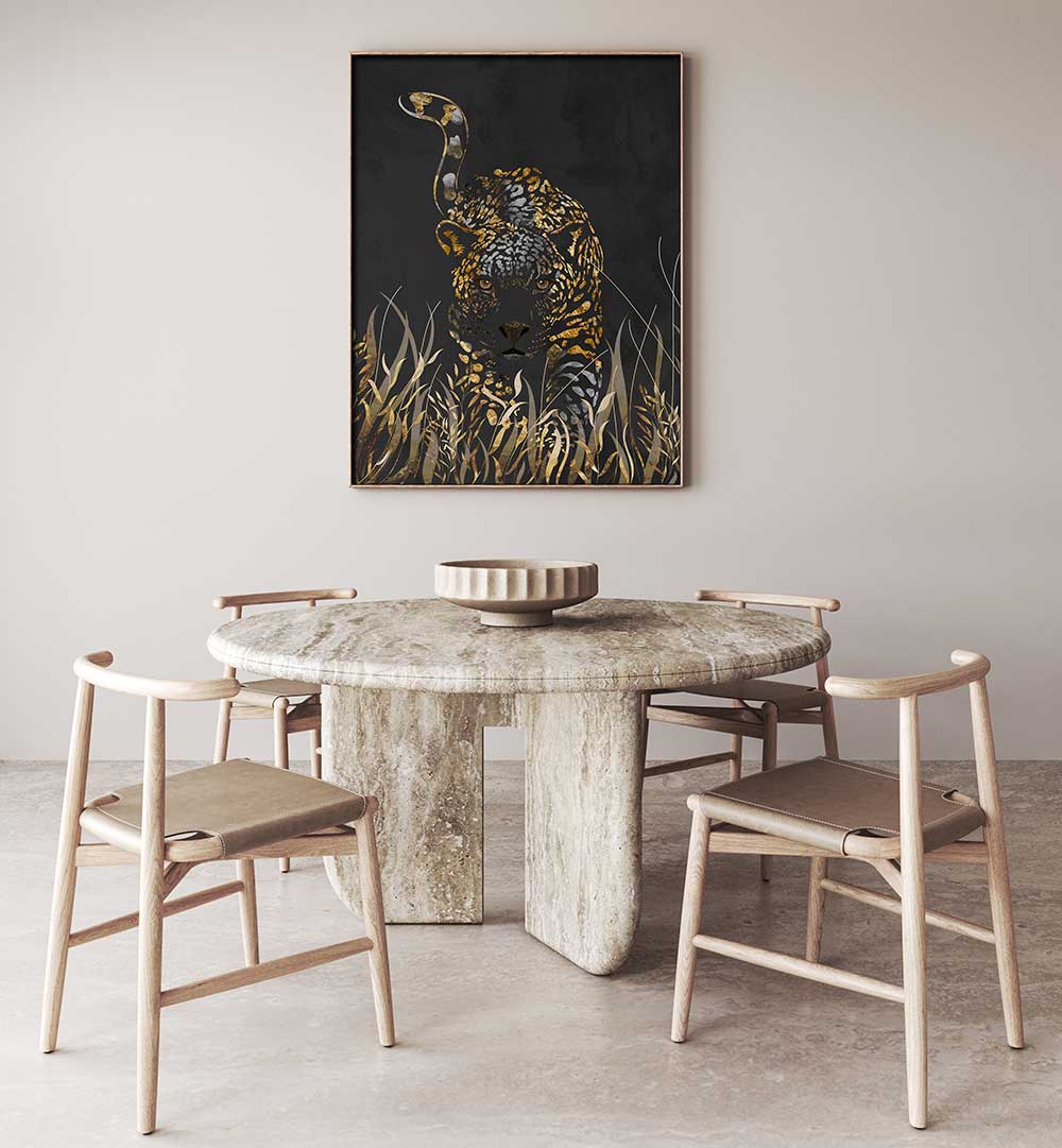 BLACK GOLD JAGUAR , ANIMAL PAINTINGS