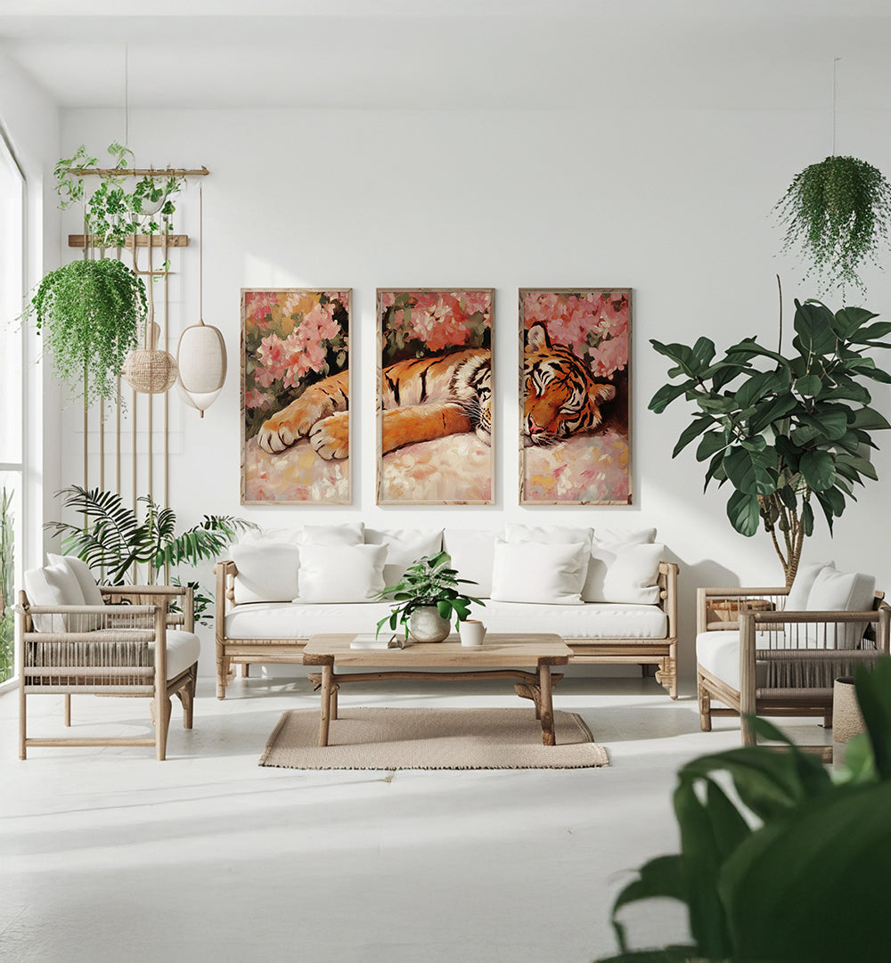 RESTING MAJESTY , SET OF 3 PAINTINGS