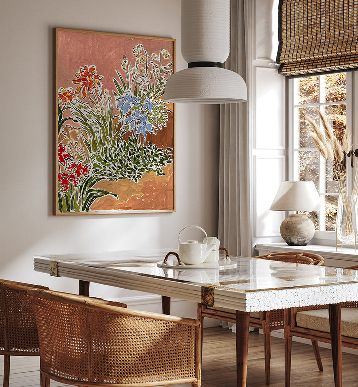 GARDEN CORNER , FLORAL FLOWER PAINTINGS