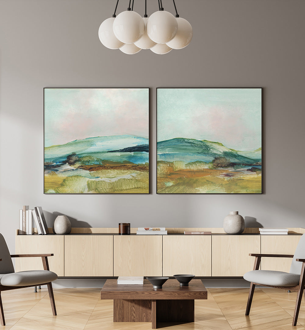 COUNTRY HILLS SET , SET OF 2 PAINTINGS