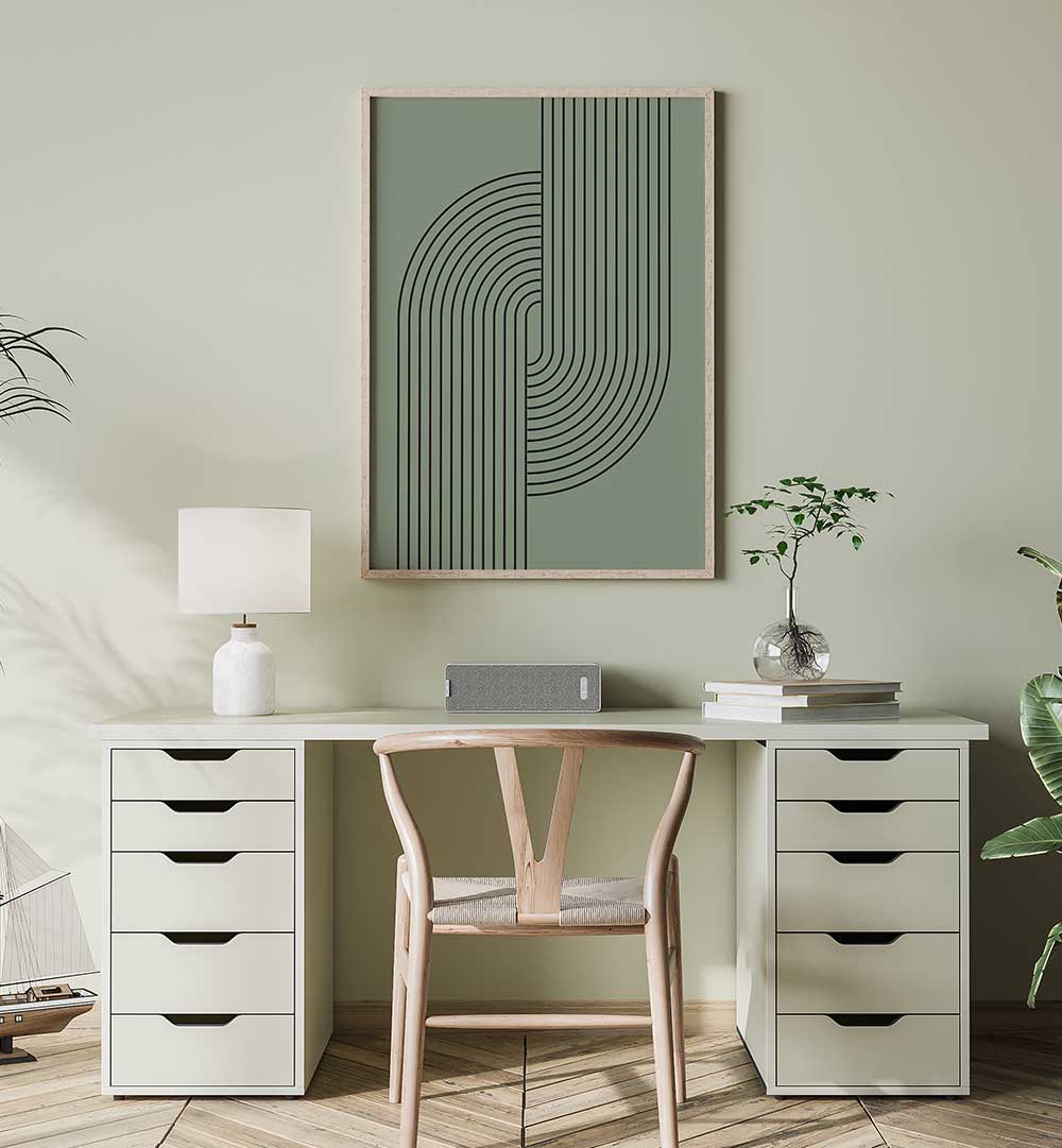 BAUHAUS BOHO SAAGE GREEN V , BOHO ART PAINTINGS