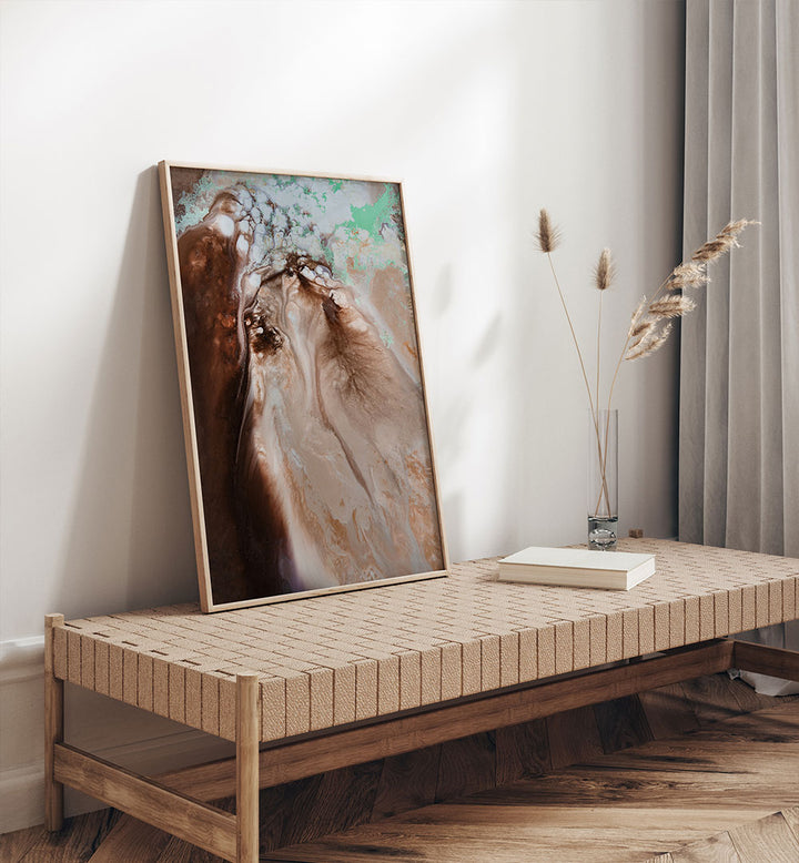 Elevate your decor with the Rustic Reverie TIF, an abstract painting featuring earthy tones and vibrant colors.