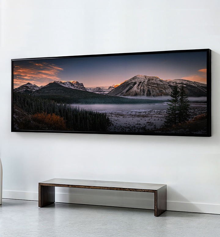 SUNRISE AT ROCKY MOUNTAINS , PANORAMIC ART