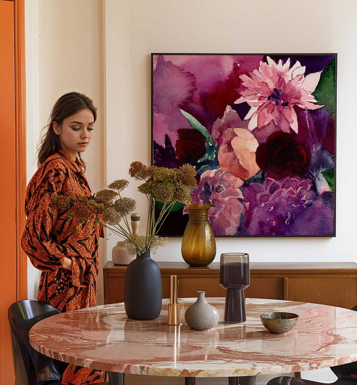DAHLIAS SMALL , FLORAL FLOWER PAINTINGS