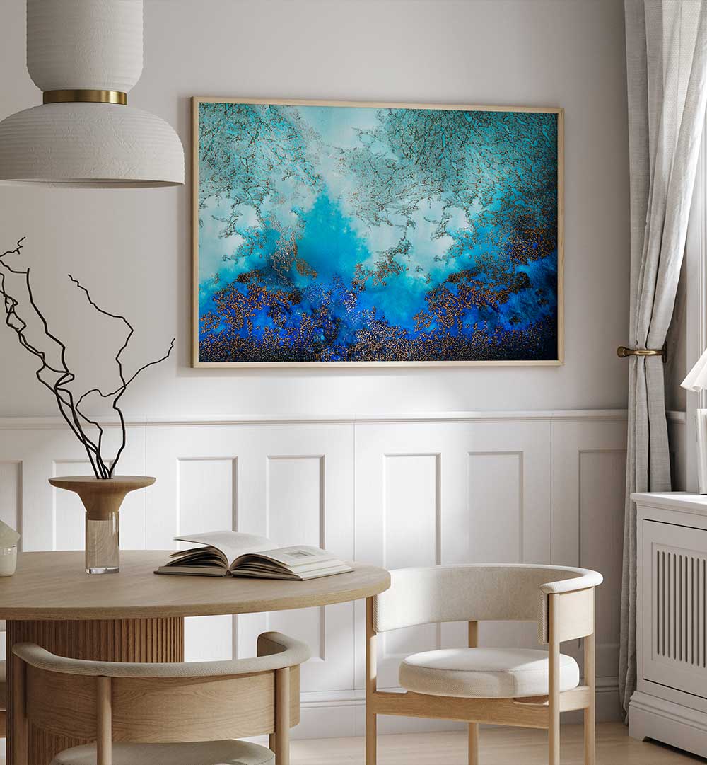 Stunning BLUE WATERS, ABSTRACT PAINTINGS enhance your space with deep blues and tranquil artistry for a creative touch.