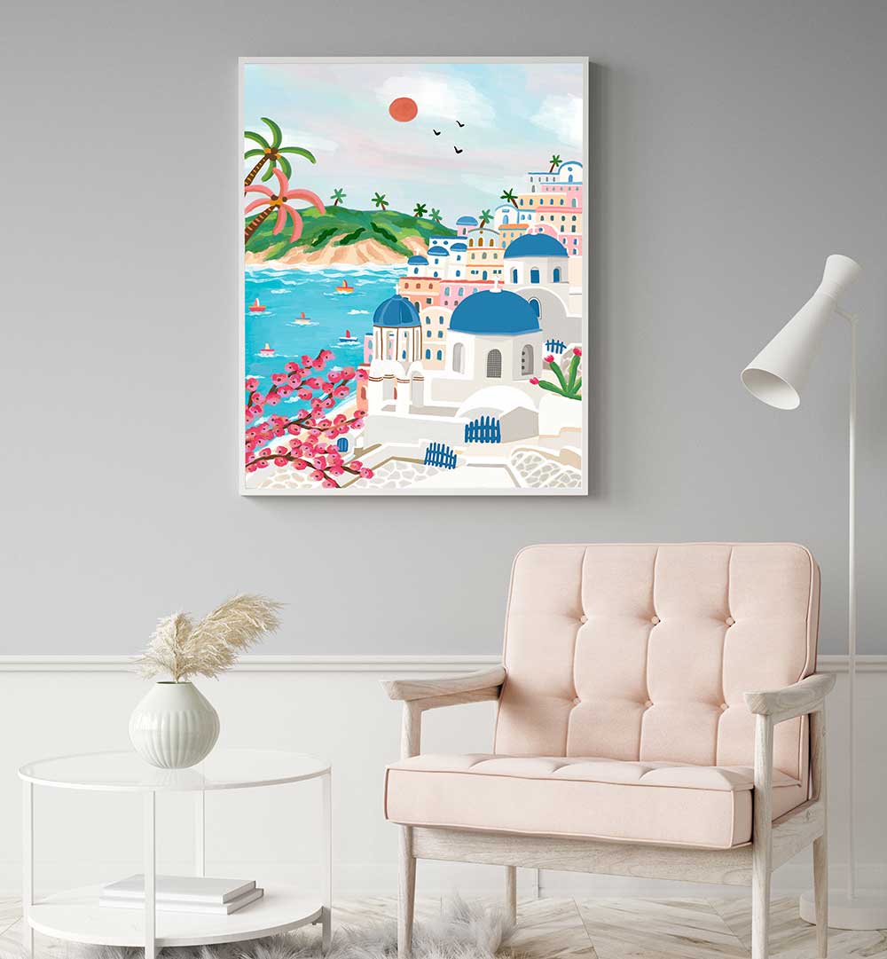 SUMMER IN SANTORINI , TRAVEL POSTERS