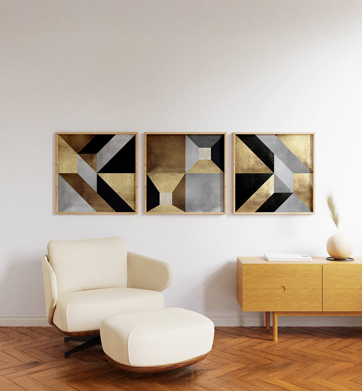 GOLDEN COMPASS SERIES , SET OF 3 PAINTINGS