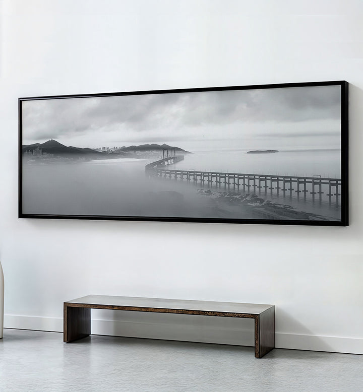 MISTY DAWN OVER XINGHAI BAY IN DALIAN , PANORAMIC ART
