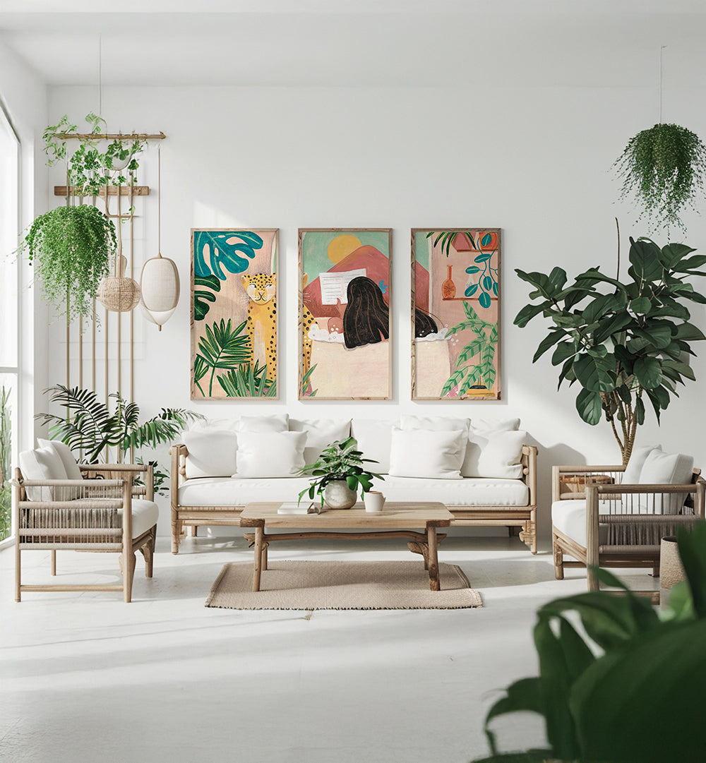 THE INNER GARDEN , SET OF 3 PAINTINGS