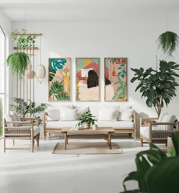 THE INNER GARDEN , SET OF 3 PAINTINGS