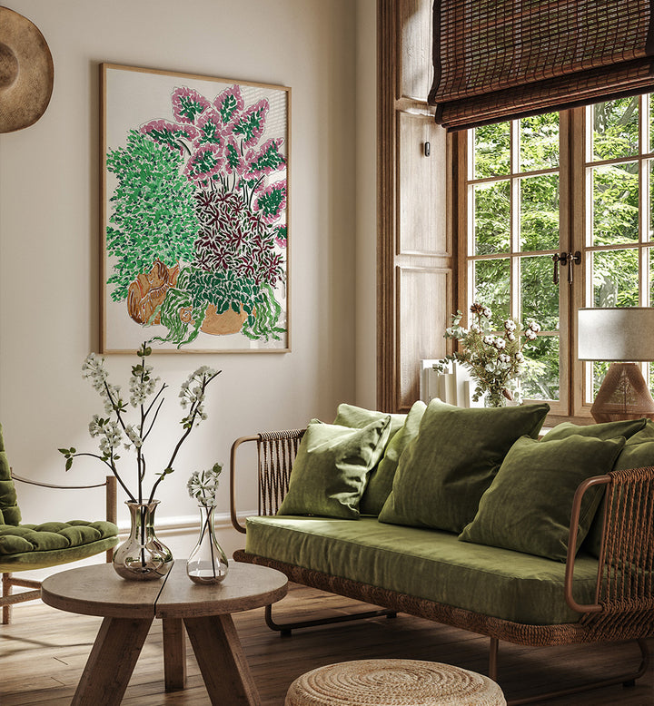 MONSOON FRONTYARD , FLORAL FLOWER PAINTINGS