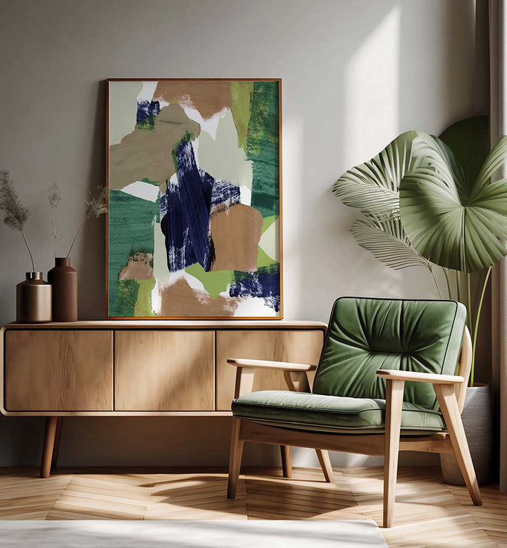 Transform your space with ABSTRACT BLUE GREEN BEIGE II, a striking piece of ABSTRACT PAINTINGS that enhances modern decor.