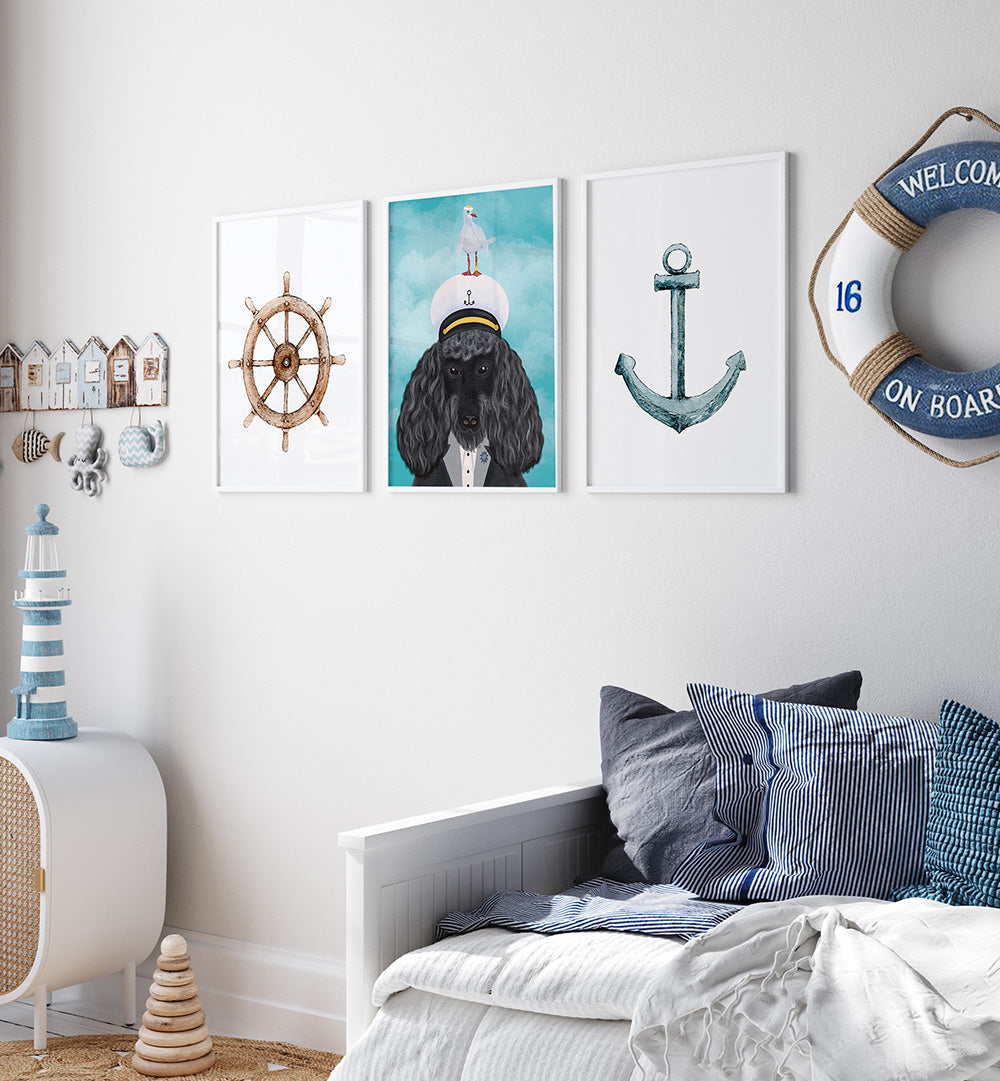 CAPTAIN PAWS , SET OF 3 PAINTINGS