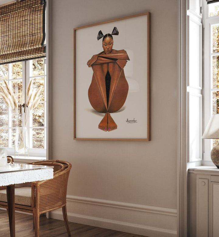 Elegant BLACKDIAMOND, PORTRAITS artwork featuring a striking figure in a modern setting, perfect for sophisticated decor.