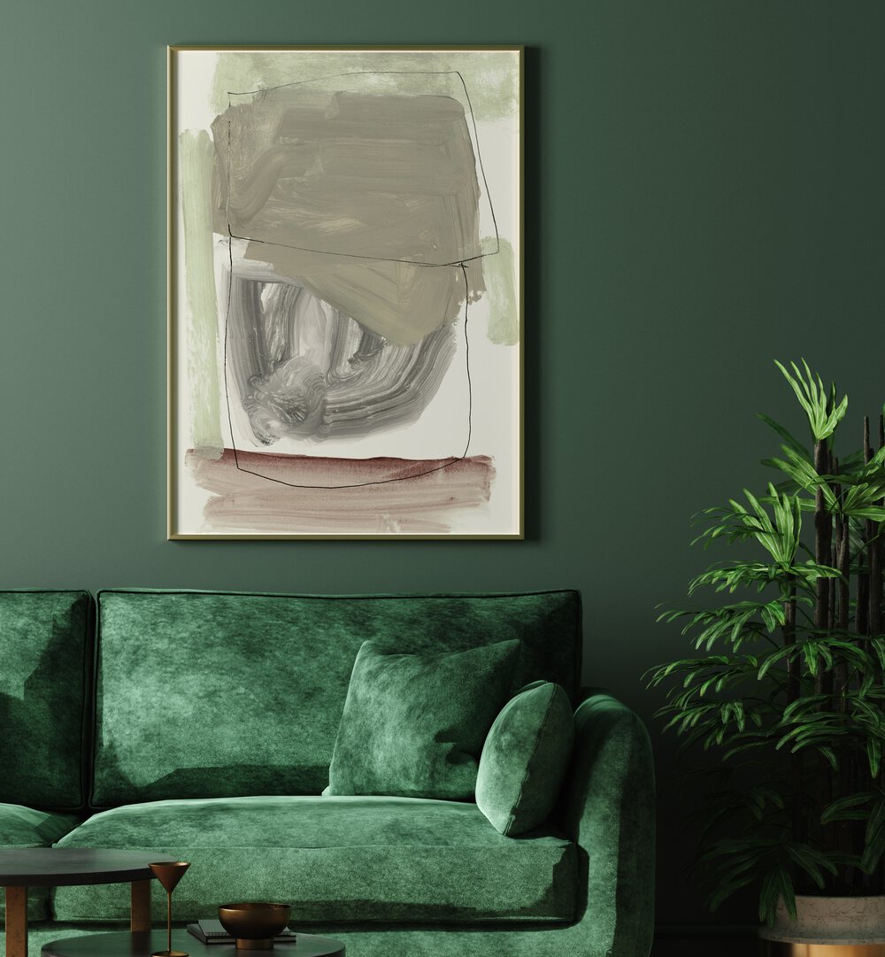 LINE AND SHAPE III, ABSTRACT PAINTINGS enhances your space with modern, captivating abstract art in soft, earthy tones.