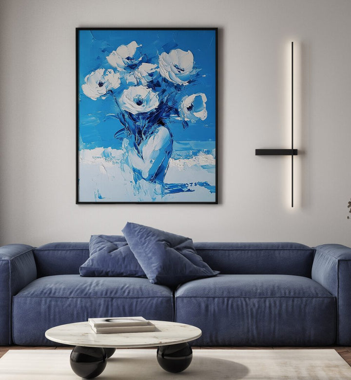 Stunning BLUE FLOWERS artwork adds elegance and charm, perfect for transforming your space into a serene oasis.