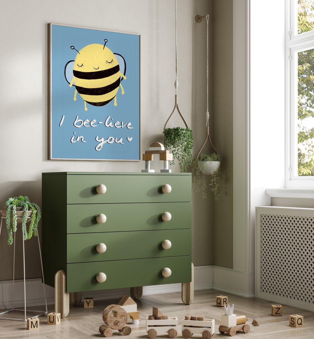 Brighten a child's space with I BEE-LIVE IN YOU, KIDS ROOM PAINTINGS, featuring a cheerful bee design.