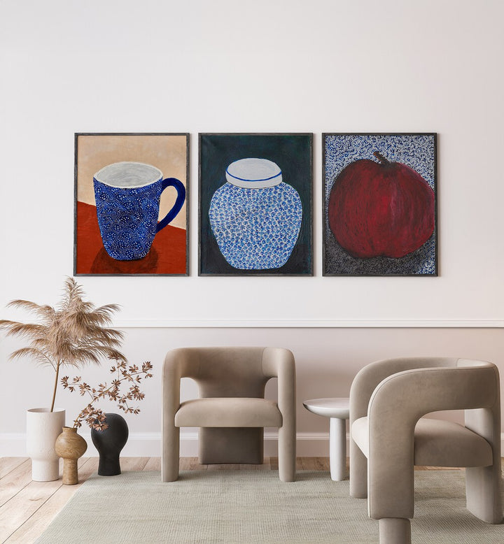 STILL LIFE ECHOES SET , SET OF 3 PAINTINGS