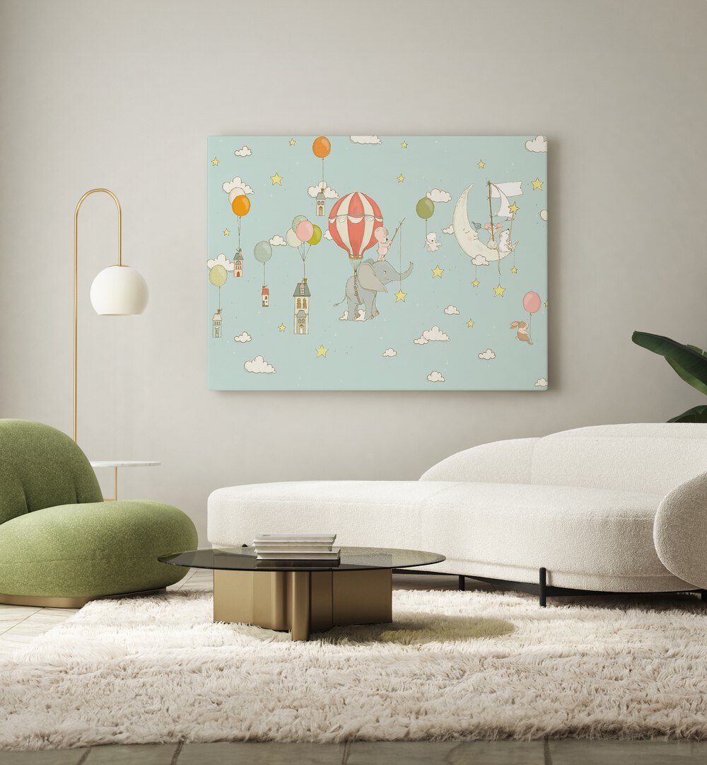 ELEPHANT DREAM DAYBLUE BY SUE SKELLERN  , KIDS ROOM PAINTINGS , KIDS ROOM WALL ART