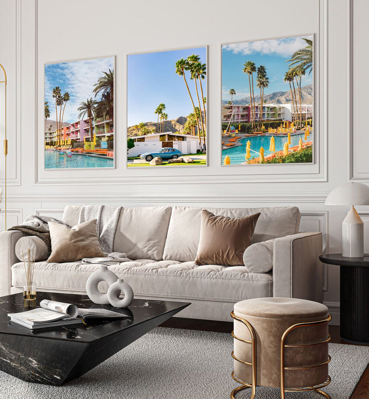 PALM SPRINGS PARADISE SET, SET OF 3 PAINTINGS