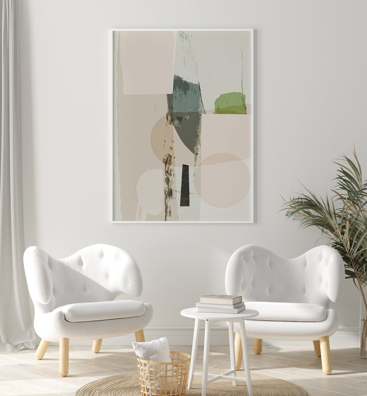 Stunning ABSTRACT NEUTRAL, ABSTRACT PAINTINGS in soothing beige and green, perfect for transforming your living space.