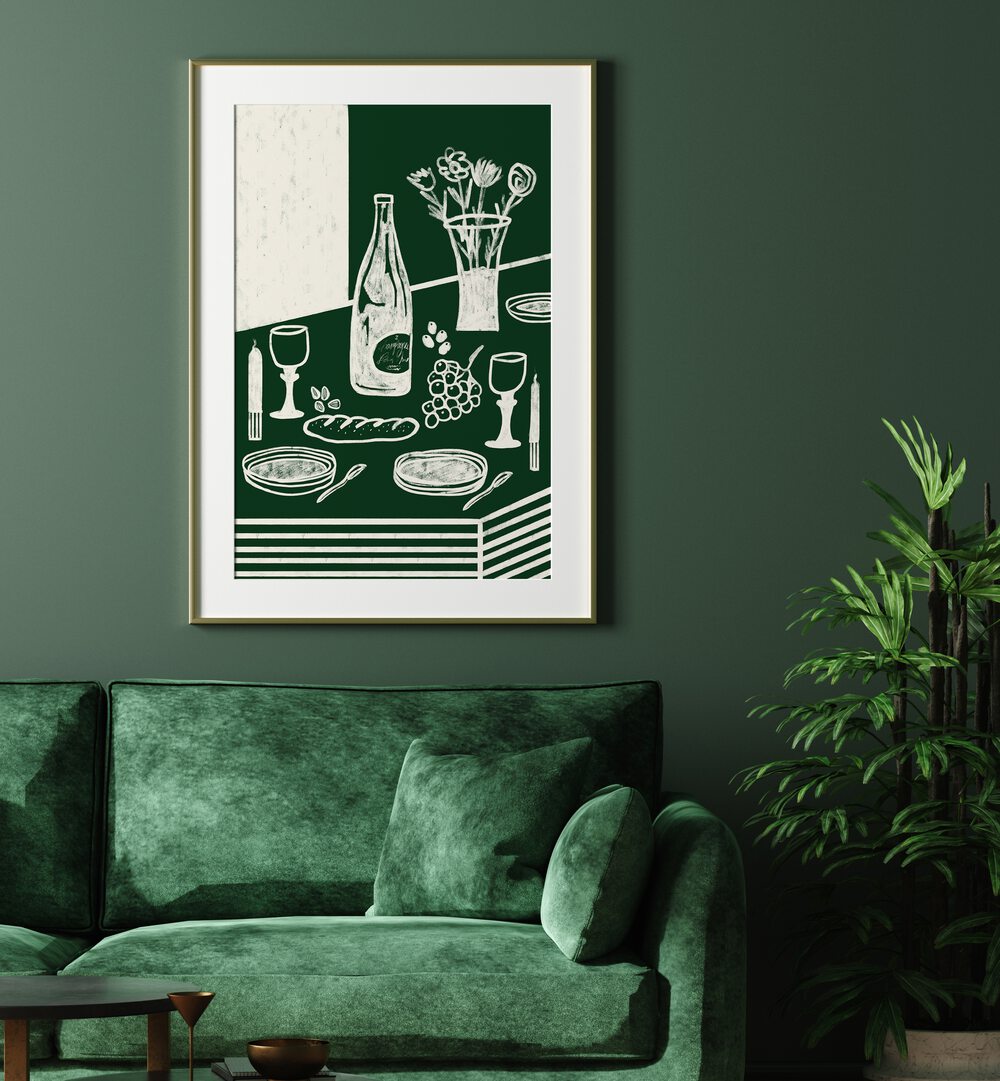 Elevate your culinary space with GREEN HARMONIA, KITCHEN POSTERS, perfect for a serene kitchen decor transformation.