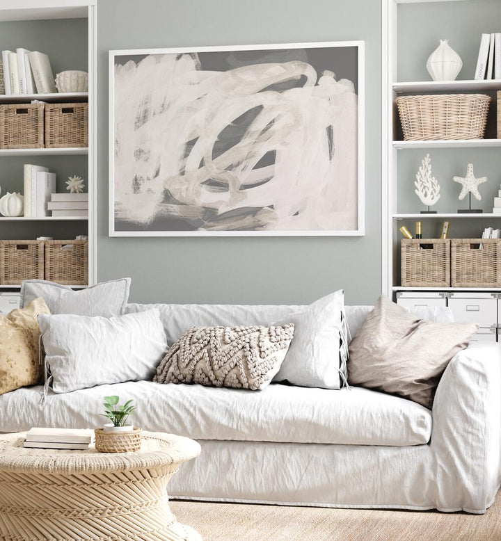 Elegant living room featuring BRUSHSTROKES SOFTTONES, ABSTRACT PAINTINGS that enhance warmth and style. Perfect decor choice.