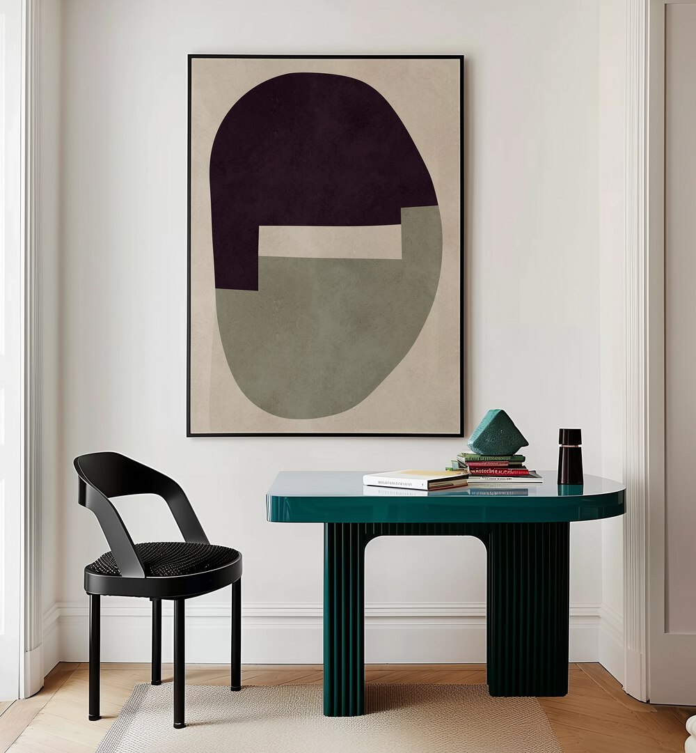 Modern interior featuring EXPRESSIVE FORMS II, GEOMETRIC ART PRINTS, enhancing creativity and artistic expression.
