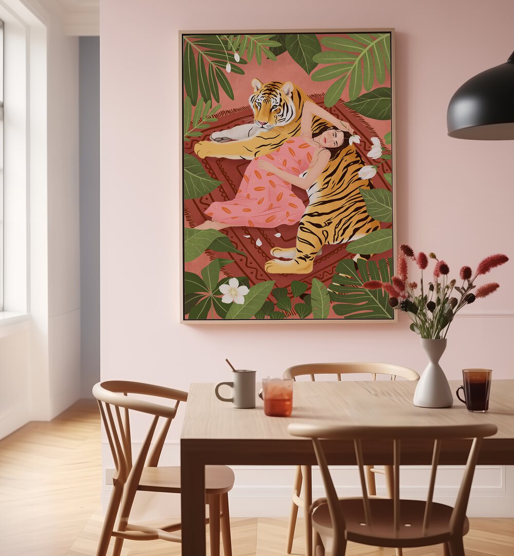 Serene scene featuring "LAZY AFTERNOON, PORTRAITS," by Petra Holikova, blending beauty and tranquility in art.