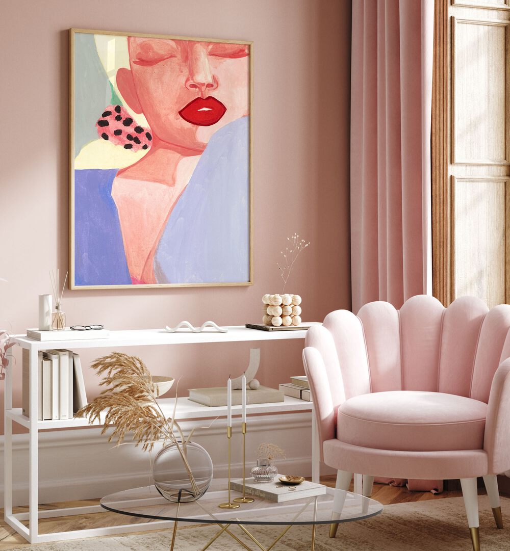 Stylish LUNE II, PORTRAITS artwork enhances a modern living space with elegant design and vibrant colors.