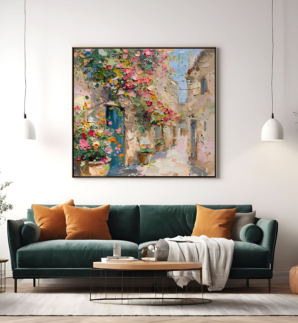 Brighten your home with the STREET OF FLOWERS, featuring vibrant blooms and lifelike designs in a cozy living space.