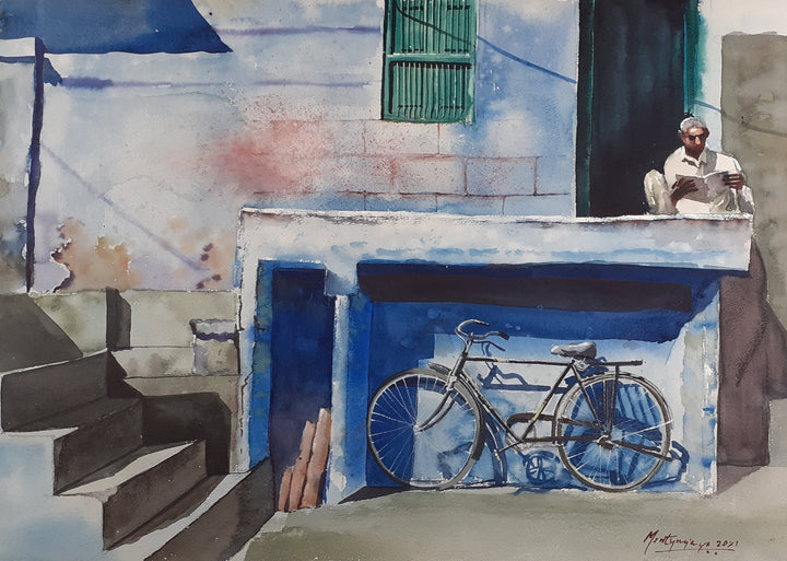 BUNDI BLUES ,HANDMADE ARTWORKS ,  SET OF 4 PAINTINGS