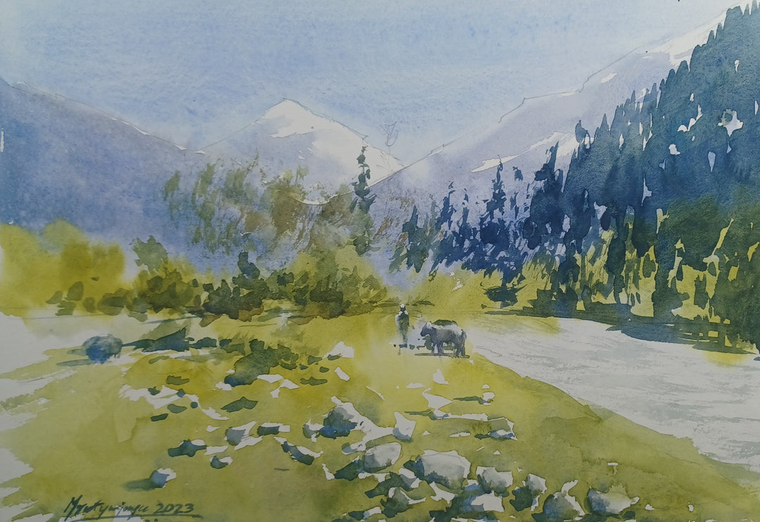 MASMERIZING KASHMIR ,HANDMADE ARTWORKS ,  SET OF 5 PAINTINGS