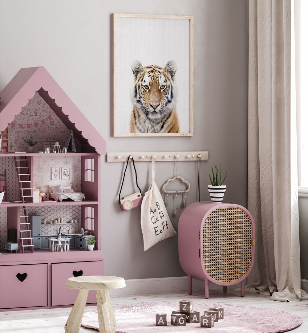 PEEKABOO TIGER, KIDS ROOM PAINTINGS brighten up a child's room with enchanting tiger art by Lola Peacock.