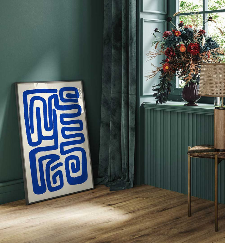 BLUE LINE ART III , LINE ART PAINTINGS