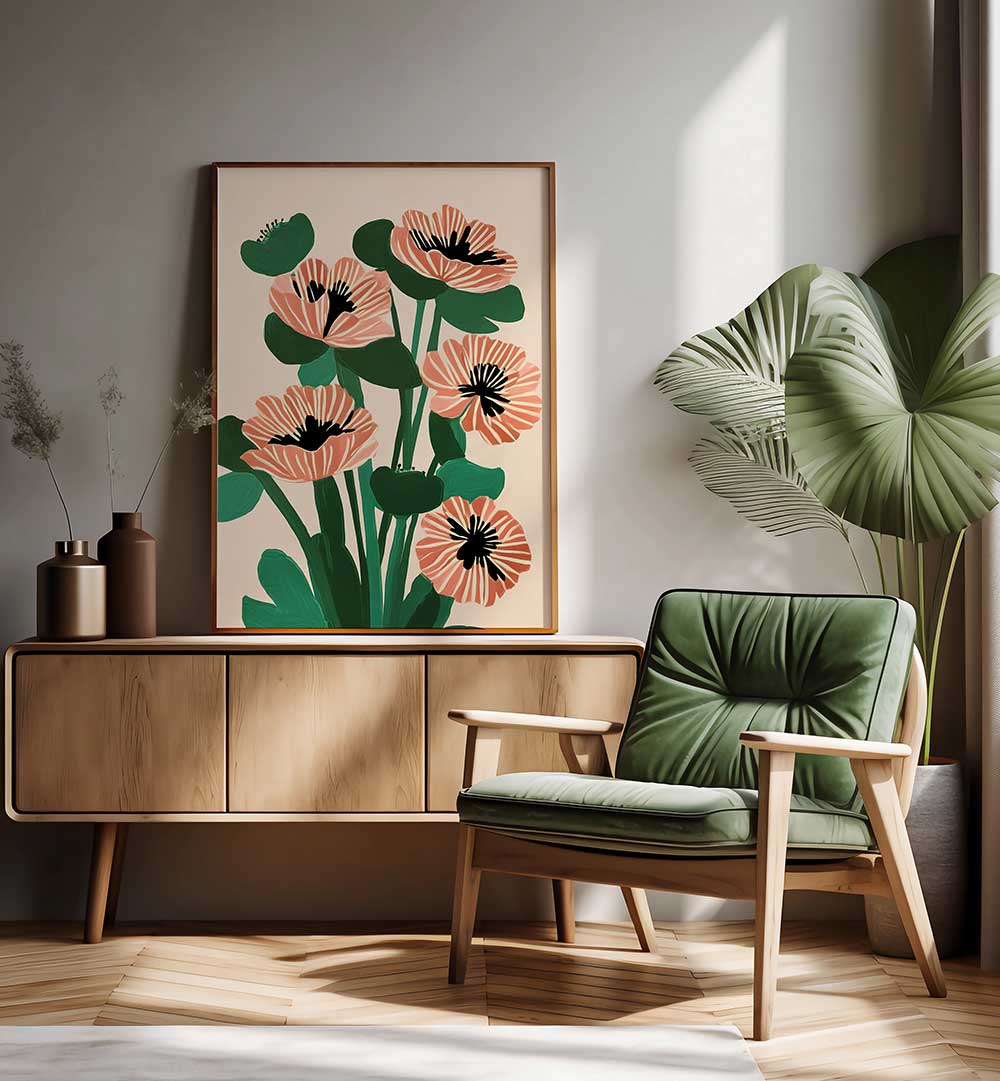 MODERN WILD POPPIES , FLORAL FLOWER PAINTINGS