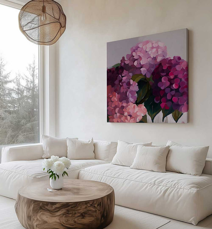 HYDRANGEAS - PINK , FLORAL FLOWER PAINTINGS