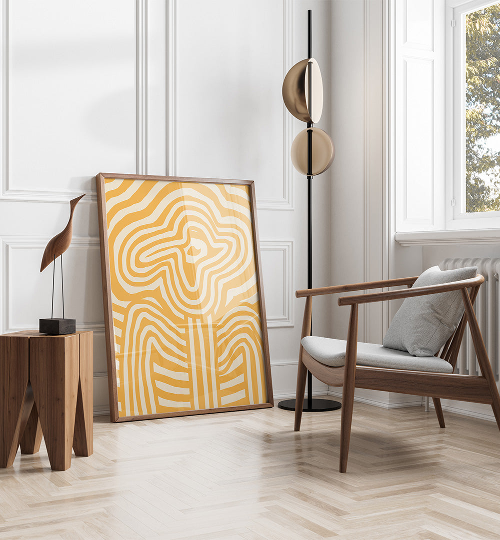 YELLOW STRIPED FLOWER , FLORAL FLOWER PAINTINGS