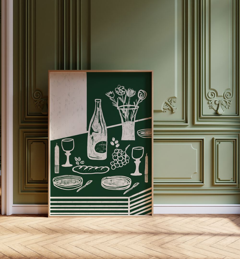 Enhance your kitchen decor with GREEN HARMONIA, KITCHEN POSTERS featuring elegant designs and a calming aesthetic.