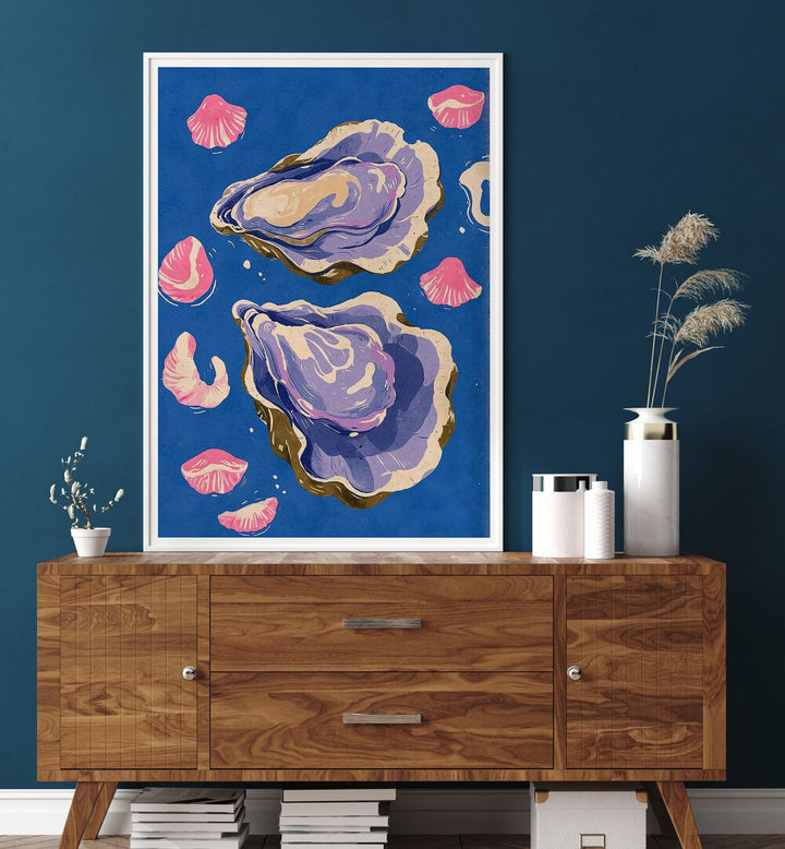 Vibrant OYSTERS, BEACH PAINTINGS showcasing coastal elegance, perfect for enhancing your home decor.