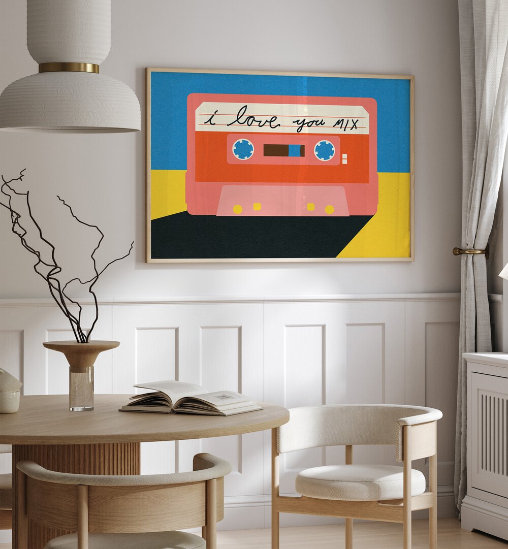 Colorful I LOVE YOU MIXTAPE, MOVIE POSTERS showcase a retro cassette tape, perfect for expressing love and nostalgia.