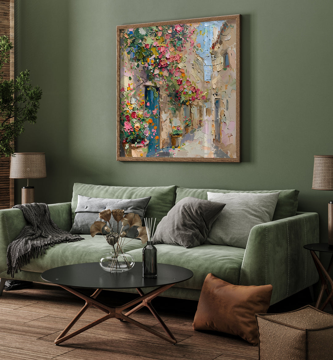 Enhance your space with the STREET OF FLOWERS art piece, showcasing vibrant blooms and natural beauty indoors.