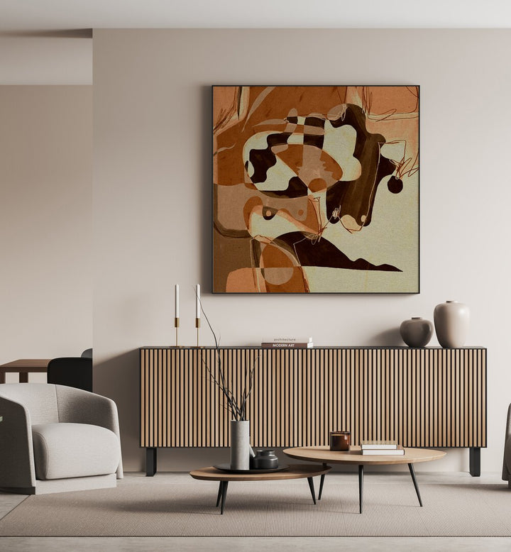Stylish interior featuring BECOMING III, ABSTRACT PAINTINGS, adding contemporary flair to modern decor.
