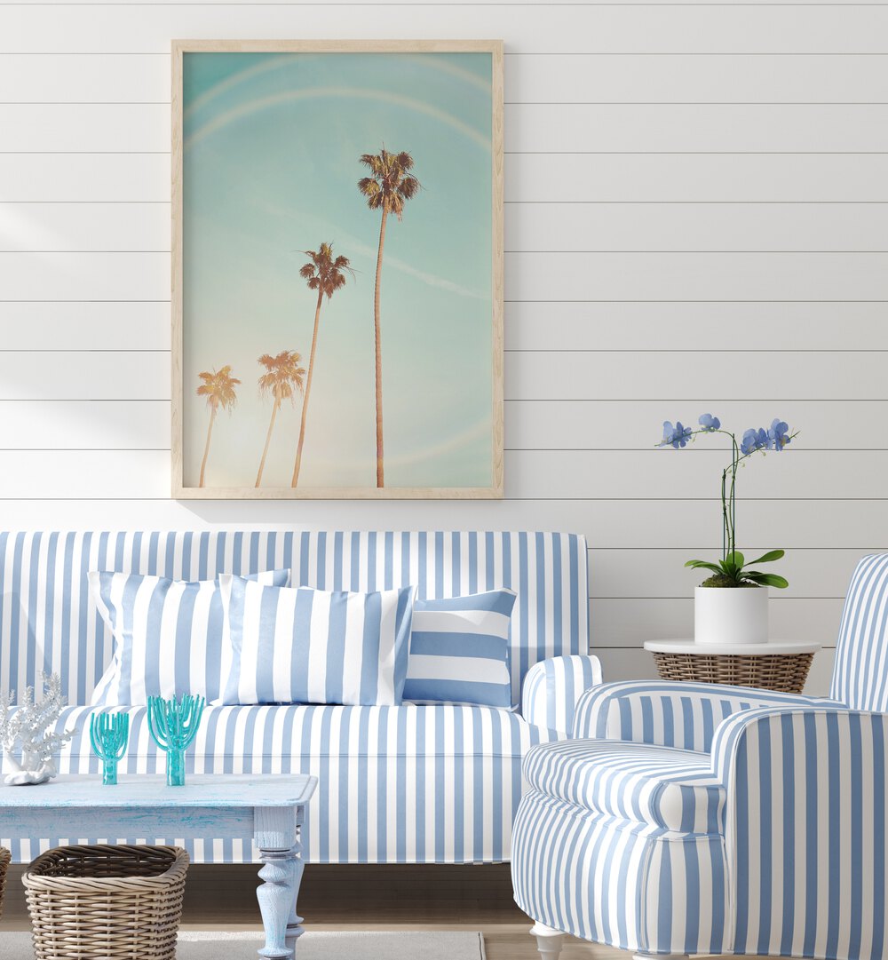 Brighten your space with SUNNY CALI PALM TREE, BEACH PAINTINGS, capturing California's tropical essence beautifully.