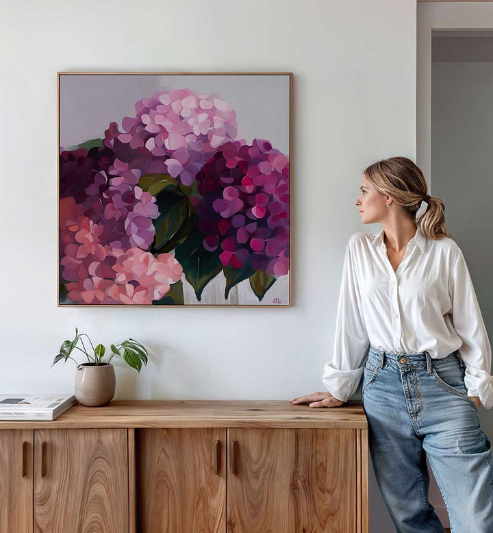 HYDRANGEAS - PINK , FLORAL FLOWER PAINTINGS