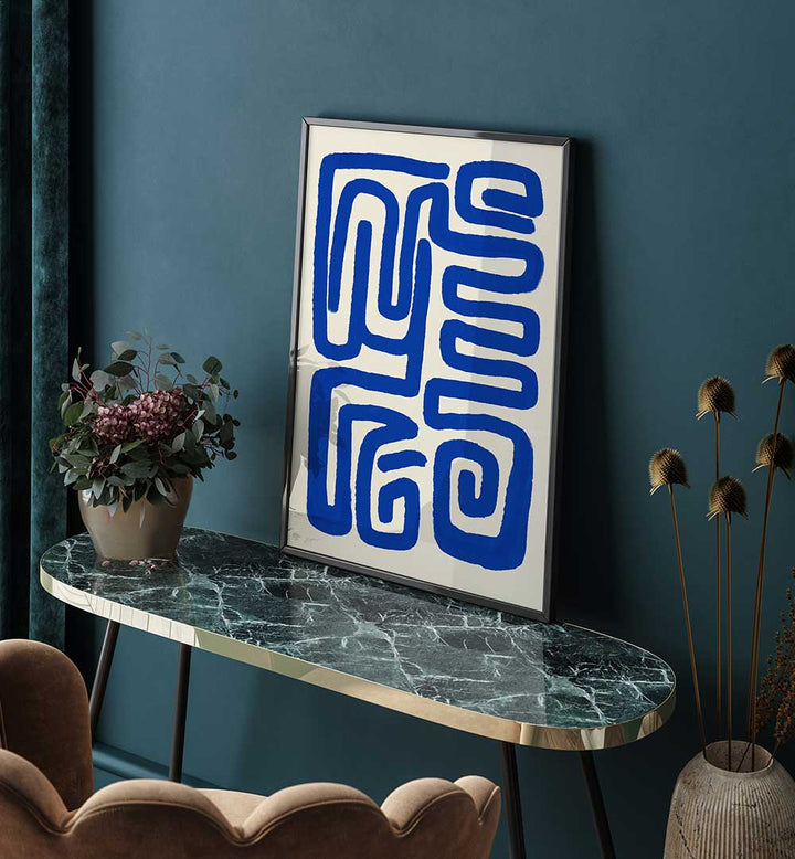 BLUE LINE ART III , LINE ART PAINTINGS